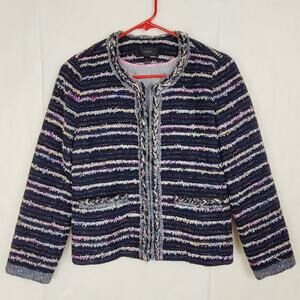 J.Crew blue Tweed Lady blazer jacket Size 0 Rainbow Preppy Career Old Money